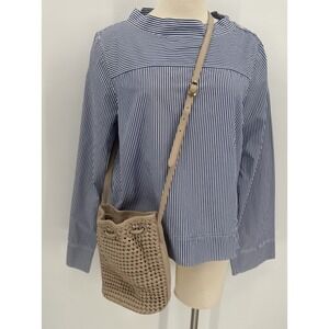 Bembien Womens Tan Isabelle Leather Woven Medium Bucket Handbag Spring Summer